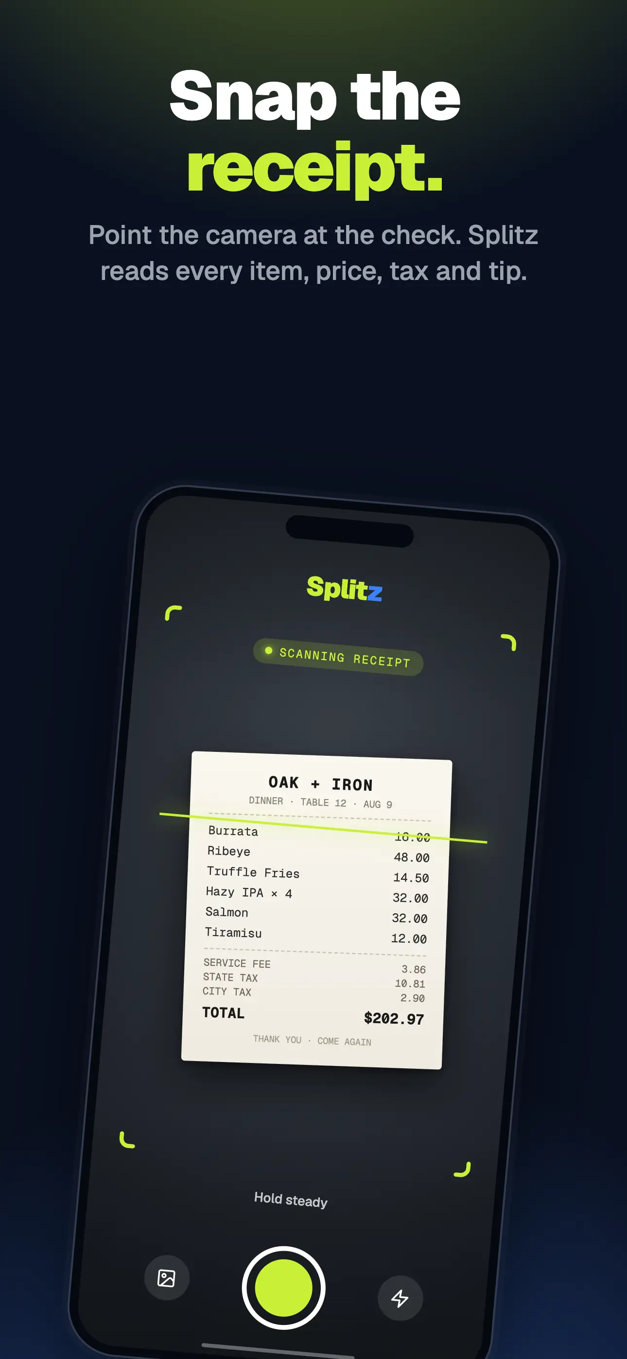 Scanning a receipt